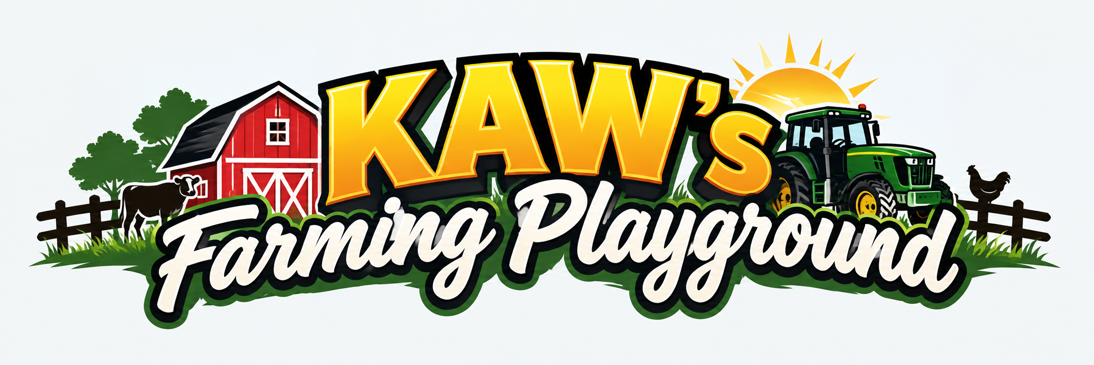 KAW's Farming Playground — barn, tractor, livestock and sunrise